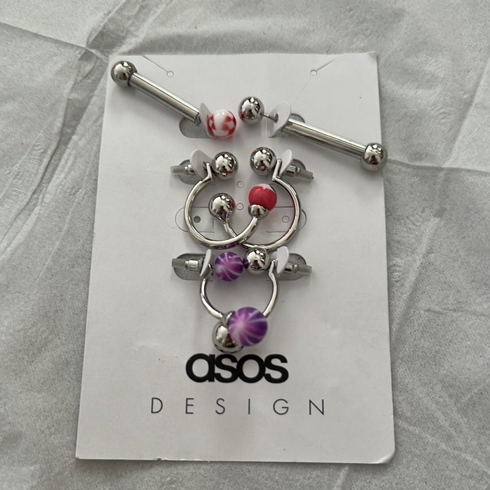 ASOS Design Silver and Multicolor Body Jewelry Set